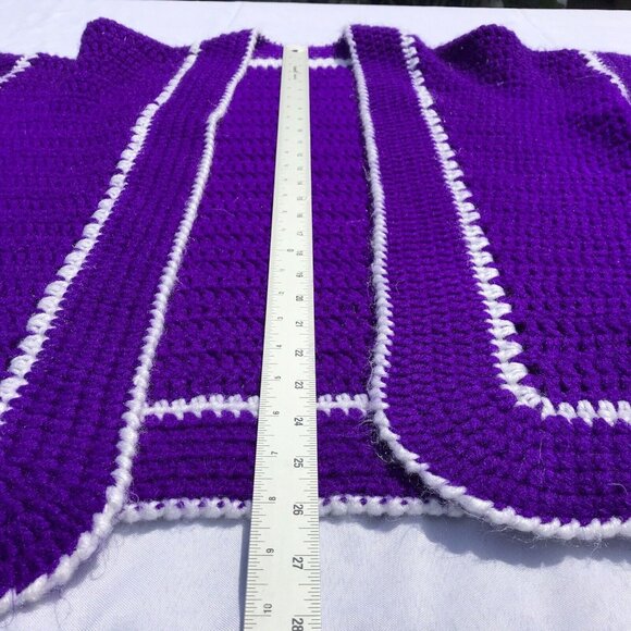 Vtg Crochet Jacket Handmade Granny Sq Cardigan Coatigan CottageCore Boho OOAK - Picture 7 of 16